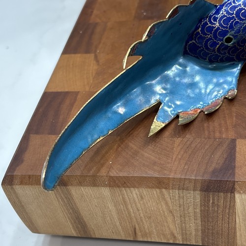 Vintage Paar Vögel Plique-a-jour handgefertigte chinesische Emaille Cloisonné Figuren - Bild 8 von 16