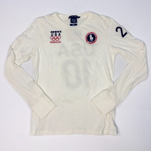 Polo Ralph Lauren Team USA Olympia 2010 T-Shirt Damen Größe L Langarm Weiß