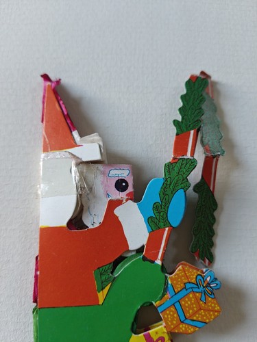 Vecchia carta a nido d'ape vintage Babbo Natale decorazione piccola cartolina - Foto 6 di 14