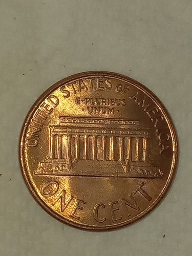 1987 Philidelphia Lincoln Memorial  Red  Error  Penny, - Picture 7 of 9
