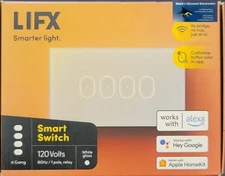 LIFX SMART SWITCH 120V - 60HZ- 1 POLE, RELAY- 4 GANG- WHITE GLOSS (31D)