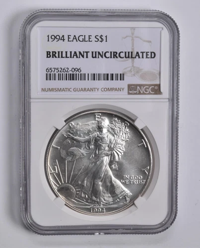 BU 1994 American Silver Eagle $1 NGC Brilliant Uncirculated Brown Label *2183