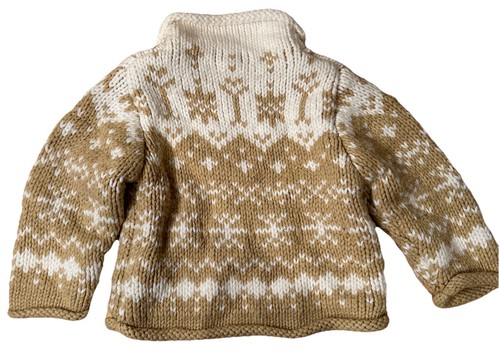 Old Navy Snowflake Sweater Fair Isle Roll Neck 6-12 mos Brown White Holiday - Picture 3 of 5
