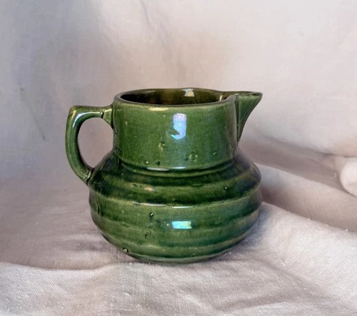 Kelly green vintage ribbed pitcher McCoy Pottery