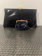 vintage-style black evening clutch bag W/coin Purse Read