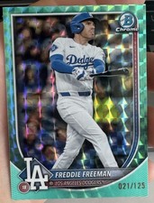 2025 Bowman Chrome Freddie Freeman Aqua Geometric 21/125 Dodgers CLEAN! SSP SP
