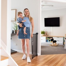 Retractable Baby Gate, 71" Wide x 33" Tall, Mesh for Stairs, Doorways, Indoor...