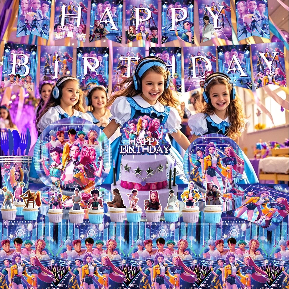 K-POP Girls Party Suppliers Banner Balloons Tableware Kids Birthday Decorations - image 2 of 4