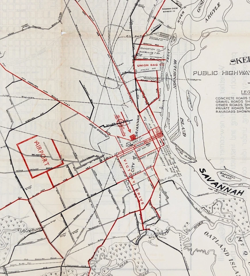 Savannah 1929 - Mapa Georgia Condado de Chatham Isla Wilmington - Original Foto 2 de 4