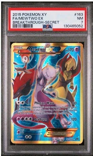 2015 POKEMON XY BREAKTHROUGH SECRET #163 FULL ART/MEWTWO EX PSA 7