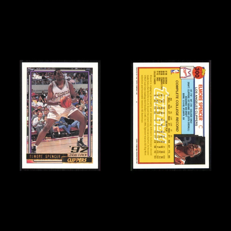 Elmore Spencer Rookie #300 1992 Topps Gold Los Angeles Clippers Basketball Card - Image 3 of 3