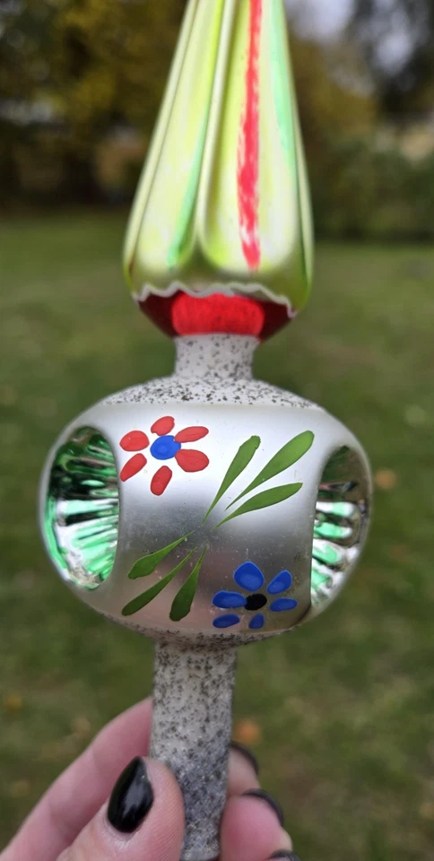 复古水星玻璃圣诞树上衣带盒波兰制造 12 英寸 — 第 4/4 张图片