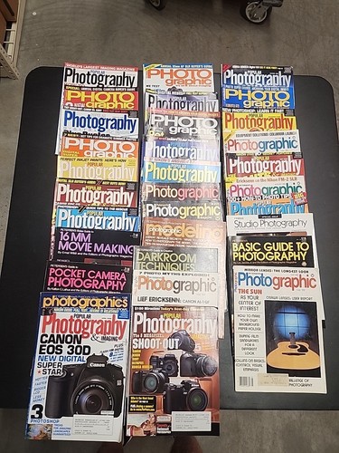 Vintage Lot of (32) Photography Magazines 1982-2006-Cameras, Lens, 16mm,Darkroom