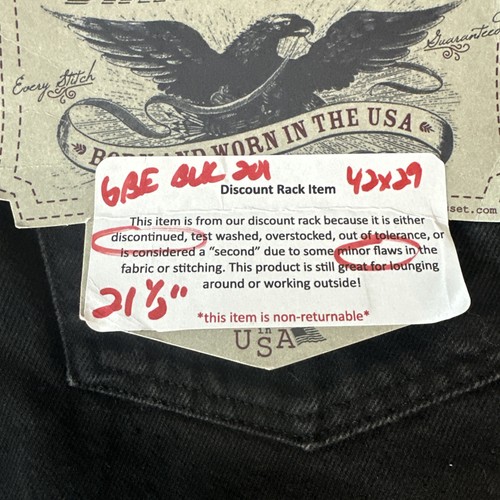 Diamon Gusset Men's Black Jeans 42 X 29 Discontinued with minor flaws - Picture 5 of 9
