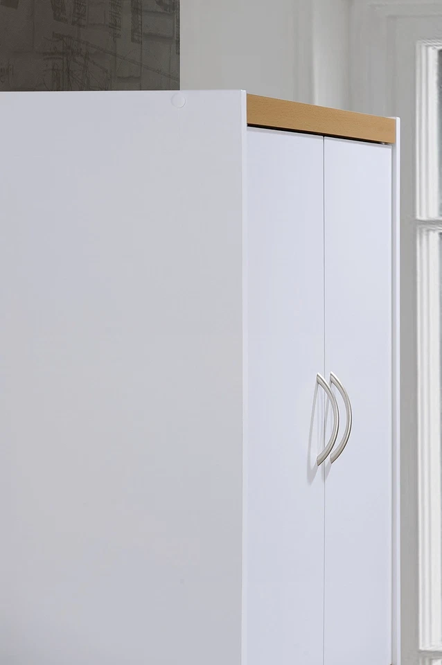 Despensa de cocina Hodedah de 4 puertas con cuatro estantes, blanca Foto 3 de 4