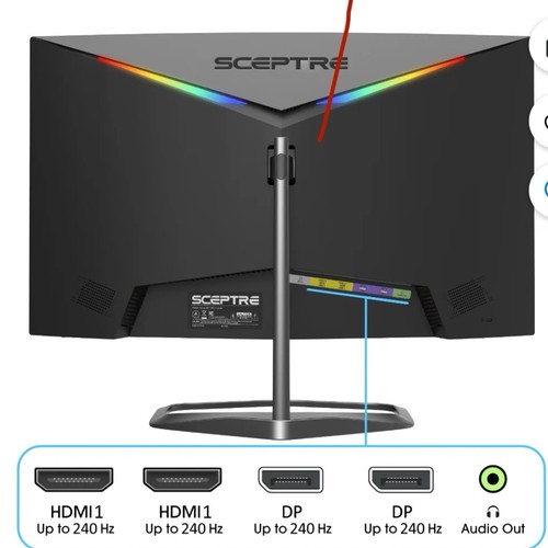 Sceptre Curved 24.5-Inch Gaming Monitor up to 240Hz 1080P R1500 1Ms Displayport  - Picture 2 of 4