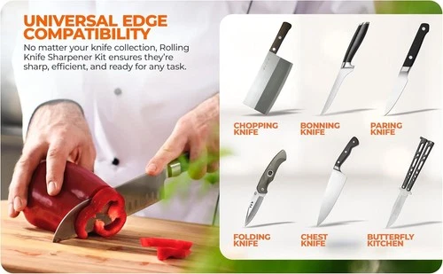 Rolling Knife Sharpener | Easy Knife Sharpening Tool for Kitchen | 15° & 20° Adj - Picture 4 of 7