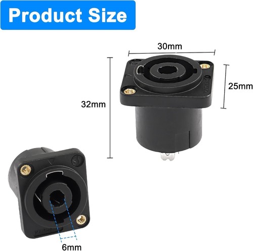 8 SPEAKON 4 Pole Conductor Female Panel Mount Chassis Jack Audio Connector 4pin - Picture 3 of 5