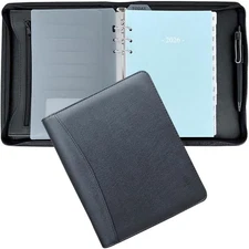 Fan&Ran 2026 Zippered Planner, 6-Ring Portfolio Binder with Weekly A5, Black 