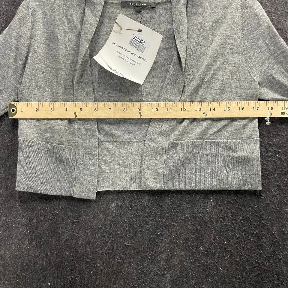 Cárdigan para mujer DEREK LAM recortado mezcla de cachemir talla P gris Foto 4 de 4
