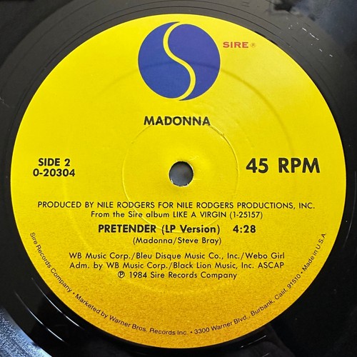 Madonna Material Girl (Extended Dance Remix) Vinyl 12" Maxi-Single 1984 Sire - Picture 4 of 4