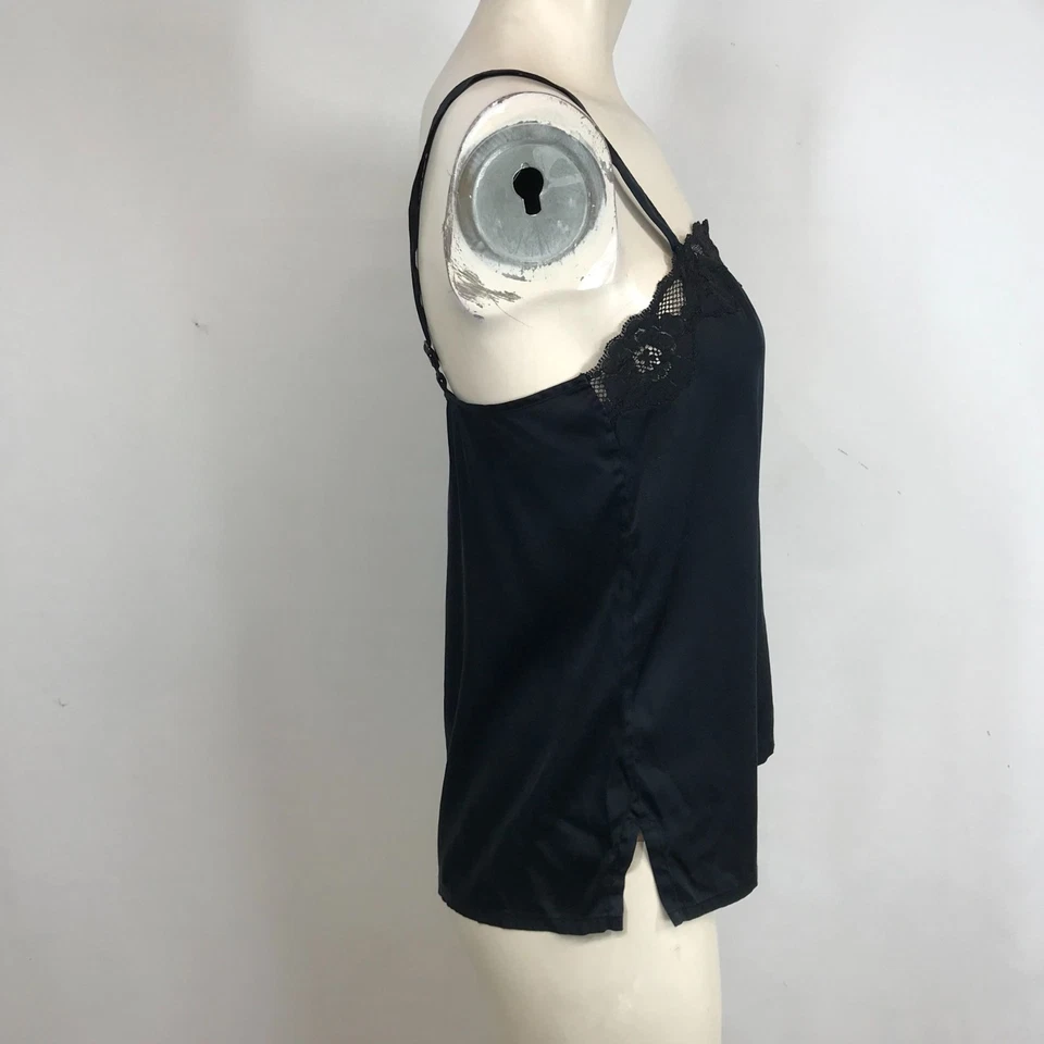 CHICO'S-ЖЕНЩИН 0 - ЧЕРНЫЙ ШЕЛК СМЕСЬ КРУЖЕВА БАК CAMI Y2K 90-Х ГОТИЧЕСКИЙ РОМАНТИЧЕСКИЙ - Изображение 4 из 4