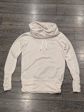 LULULEMON Don't Hurry Be Happy Pullover Size 4 Ivory/Cream Fleece Cowl Neck Rare
