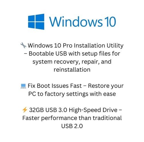 Windows 10 PRO Bootable USB 3.0 | Installation, Reparatur oder Upgrade | Kein Key erforderlich - Bild 2 von 4
