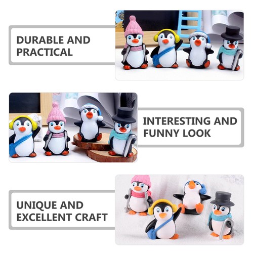 12 Stück Klebe Pinguin Ornamente Miniaturen Pinguine Cartoon Figuren - Bild 10 von 10