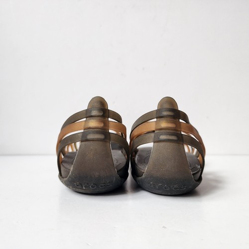 Crocs Huarache flache offene Zehenpartie Slipper braun Gummi Sandalen Damengröße 10 - Bild 4 von 11