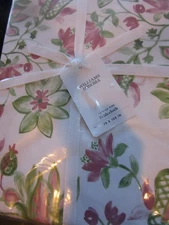Williams Sonoma Painted vine pink tablecloth 70 108 New w tag