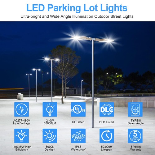 480V 240W LED Parking Lot Light DLC Listed Industrial Grade Shoebox Pole Light - Picture 4 of 10