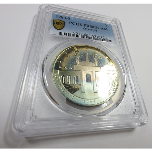 1984 S Proof PCGS PR68 Olympic TONED Commemorative Silver Dollar $1 #56354A - Picture 3 of 7