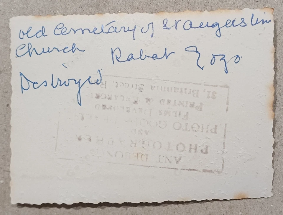 RARO Malta GOZO Foto Cementerio Augístino Tomba Plaza Rabat Gozo Destruido Años 30 - Imagen 2 de 2