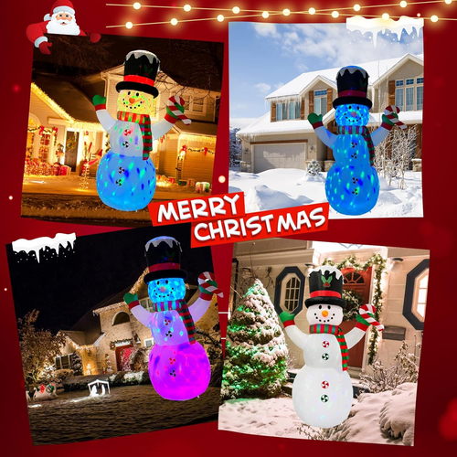 Pupazzo di Neve Gonfiabile 8FT Natale Decorazione Giardino Esterno Taglio Alto Gigante - Foto 2 di 12