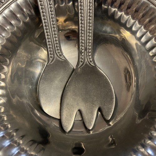 Wilton Armetale "Flutes and Pearls" 11 3/4" 3 Pc Pewter Salad Serving Set - Picture 10 of 14