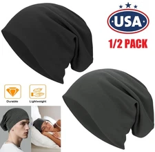 2× Men Winter Casual Beanie Cap Cotton Blended Warm Hat Hat Slouch Women Cap Hat