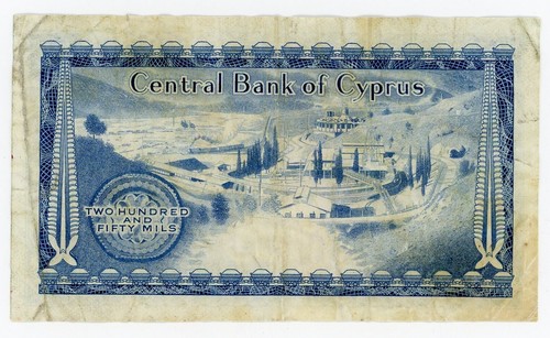 Cyprus ... P-41a ... 250 Mil ... 1969 ... *F-VF*. Cute Serial #. Early date. - Picture 2 of 2