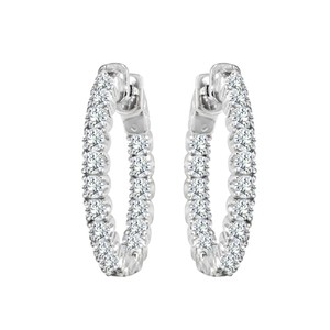 whte hoop carat huggies earring dangling 14k diamond round gold