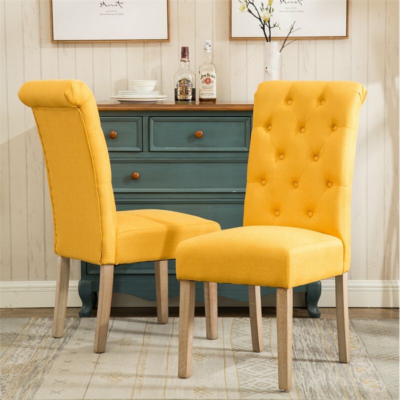 Roundhill furniture habit solid cheap wood tufted parsons dining chair