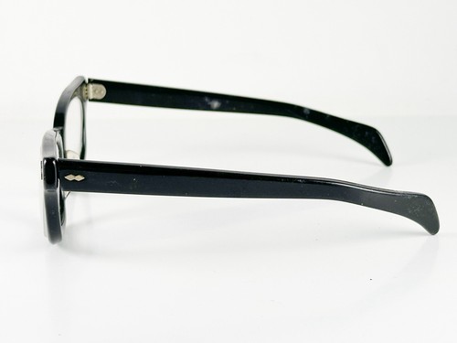 Vintage SRO Optics USA 5 1/2 Eyeglasses Frames Black MCM Inlaid Metal Fallout - Picture 10 of 19