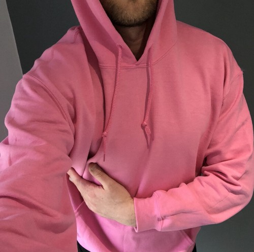 Brand New Mens Pink Heavyweight Hoodie 