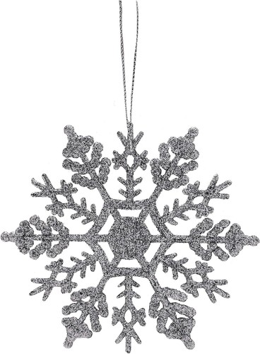 ARGENTO NATALE FIOCCO DI NEVE APPESO 3D DECORAZIONE GLITTER GHIRLANDA ALBERO DI NATALE 4-32 - Foto 20 di 23