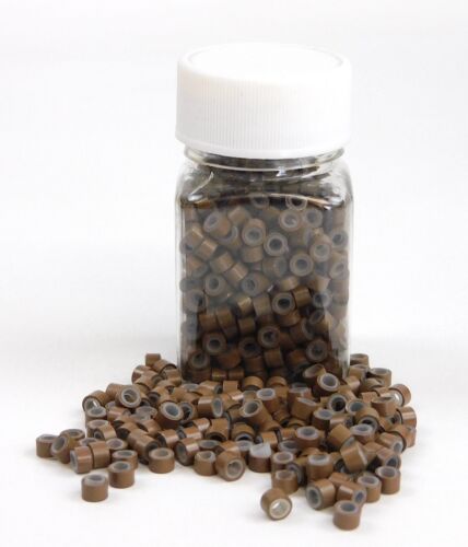500 /1000 PCS SILICONE MICRO LINK RINGS LINED BEADS FOR HAIR EXTENSIONS 5 COLORS - Picture 6 of 11