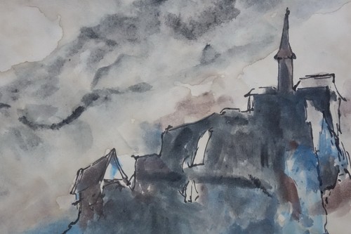 Rare unique Symbolism painting, nocturnal landscape, signed Victor Hugo - Picture 6 of 8
