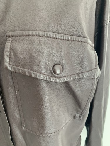 Urban Outfitters Faux Leather Chocolate Brown Shirt Jacket Unisex Size XS - Picture 4 of 14