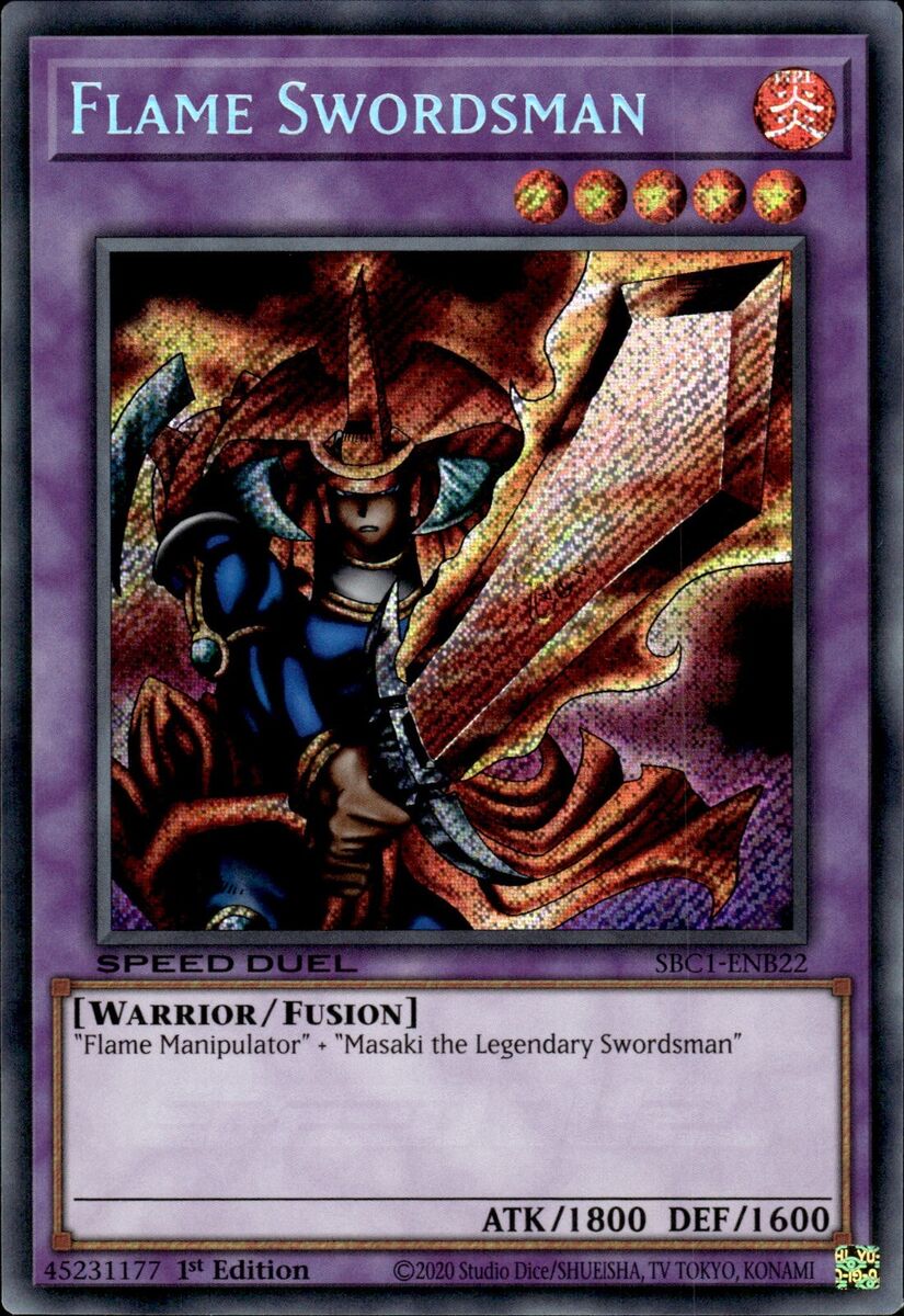 Flame Swordsman - Secret Rare 1st Edition SBC1-ENB22 - NM Flame Swordsman - Secret Rare 1st Edition SBC1-ENB22 - NM