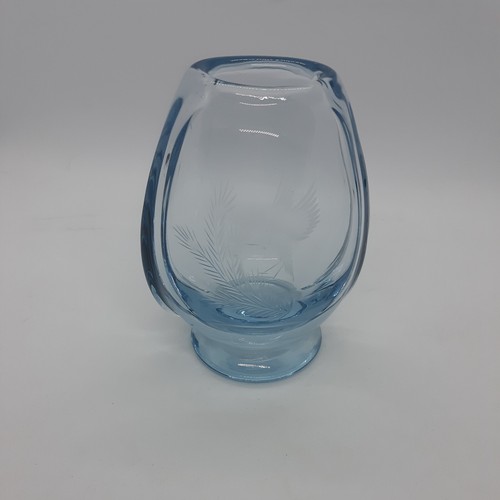 1960er Jahre Vintage KOSTA BODA Schweden hell eisblau GLASVASE geätzt VOGEL ~ elegant ~ - Bild 5 von 10
