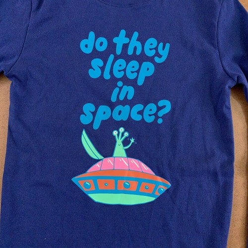 Spotted Zebra Kids XL (12) Blue Long Sleeve Do They Sleep In Space PJ Top New - Picture 2 of 5