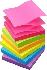 Sticky Notes 3x3 inch Pop Up, 6 Bright Colors Self Adhesive Sticky Notes, Self-S